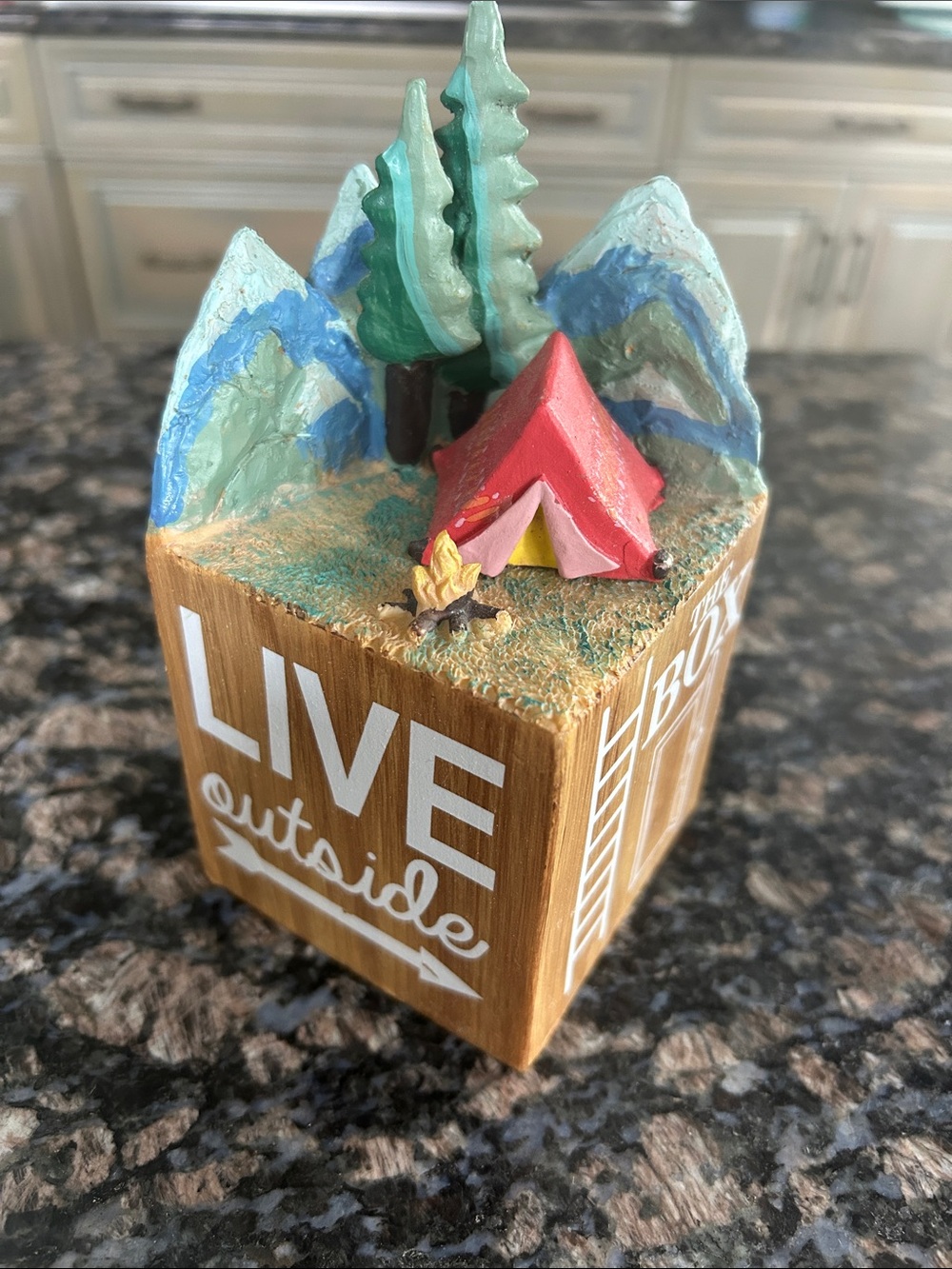 ASHLAND DECORATIVE WOODEN BLOCK W OUTDOOR ICONS  LIVE OUTSIDE THE BOX NWT